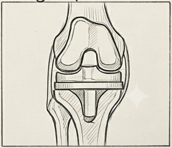 Dibujo de cirugía protésica de rodilla
